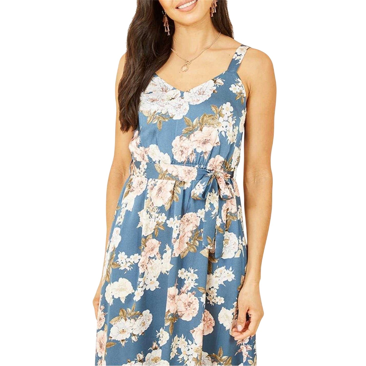 Blue - Lifestyle - Mela London Womens-Ladies Satin A-line Maxi Dress