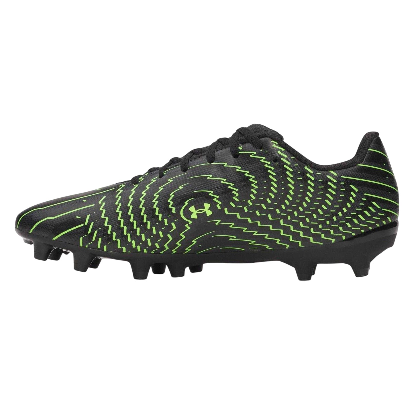 Black-Green - Back - Under Armour Mens Shadow Club 4 Patterned Firm Ground Football Boots