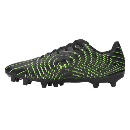 Black-Green - Back - Under Armour Mens Shadow Club 4 Patterned Firm Ground Football Boots