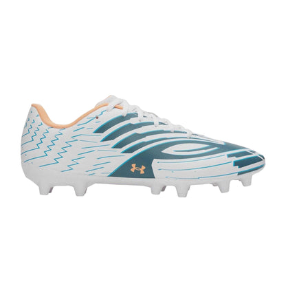 Blue-White - Front - Under Armour Mens Shadow Club 4 Patterned Firm Ground Football Boots