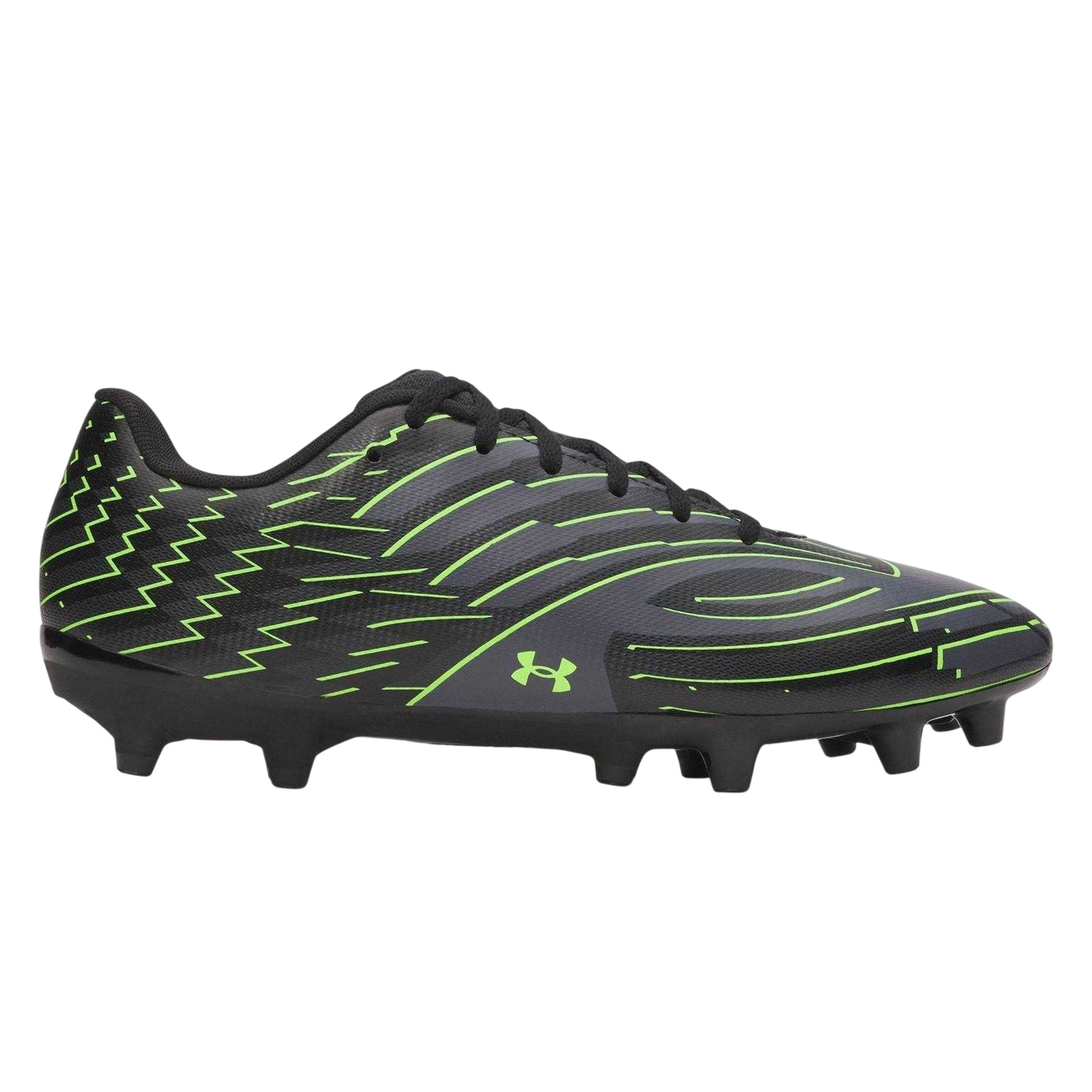 Black-Green - Front - Under Armour Mens Shadow Club 4 Patterned Firm Ground Football Boots