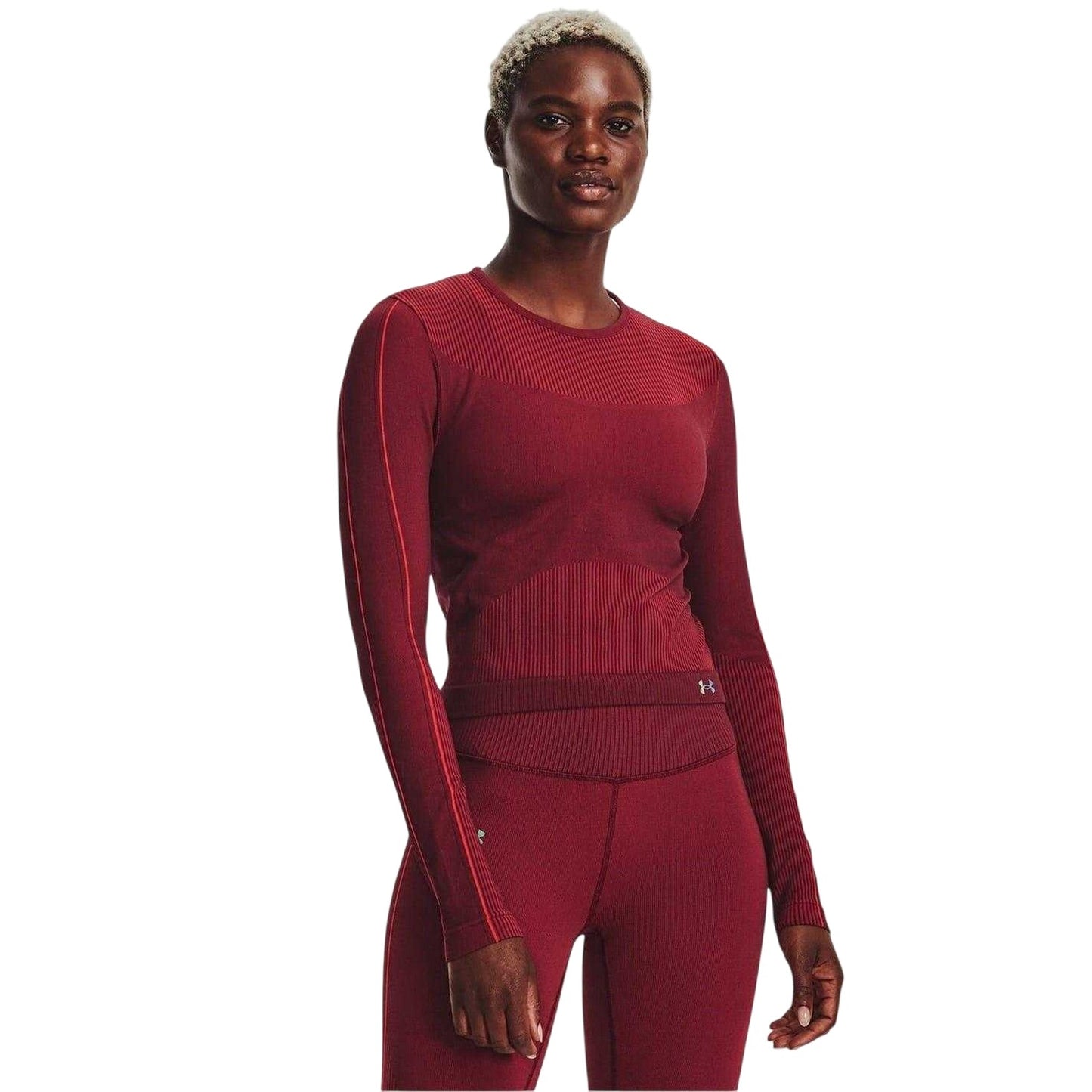 Red - Side - Under Armour Womens-Ladies UA Rush Seamless Long-Sleeved Top