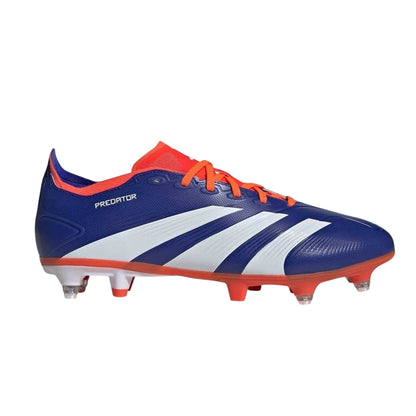 Blue-White-Red - Front - Adidas Mens Predator 24 Pro Knitted Collar Soft Ground Football Boots
