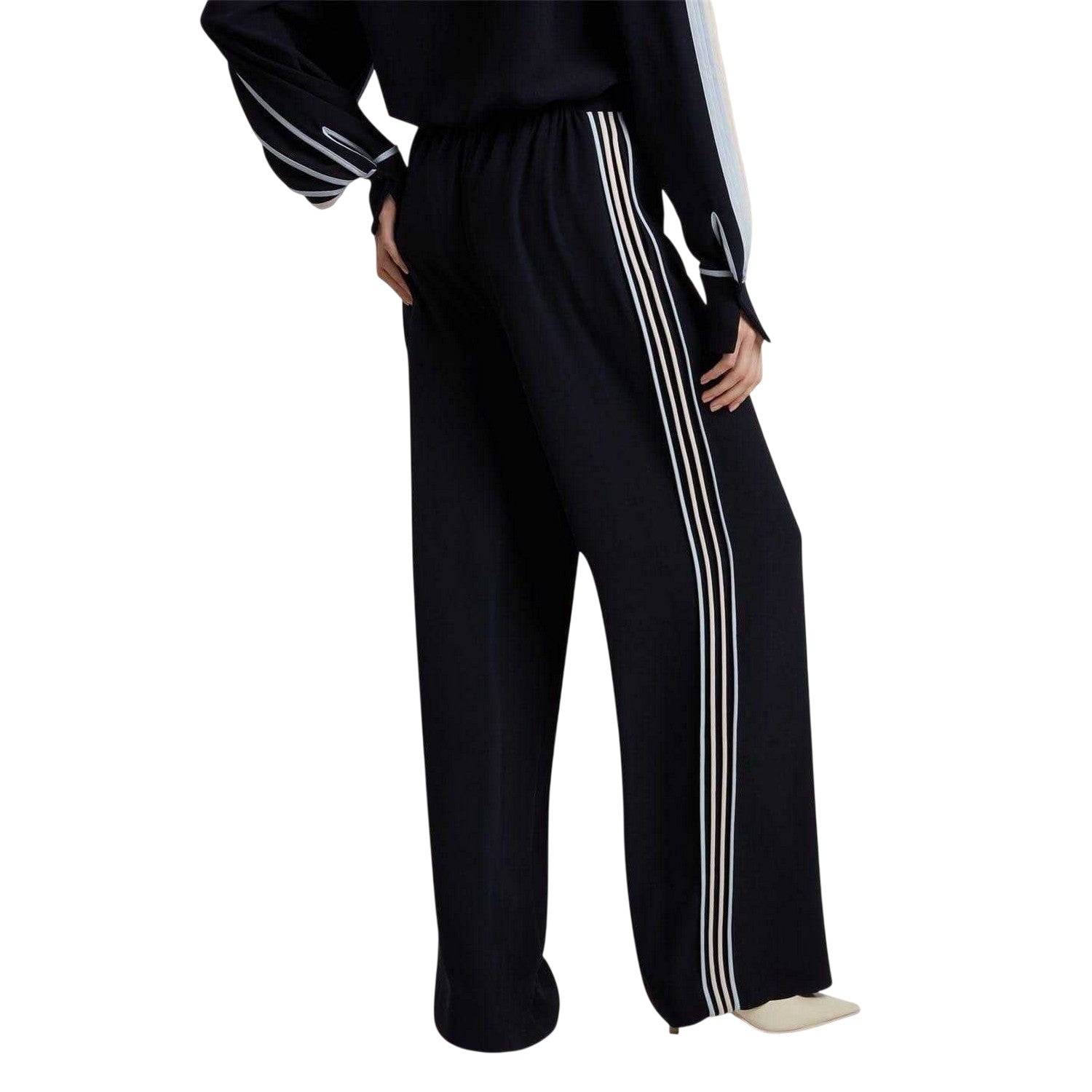 Navy - Back - Ted Baker Womens-Ladies 3 Stripes Wide Leg Trousers