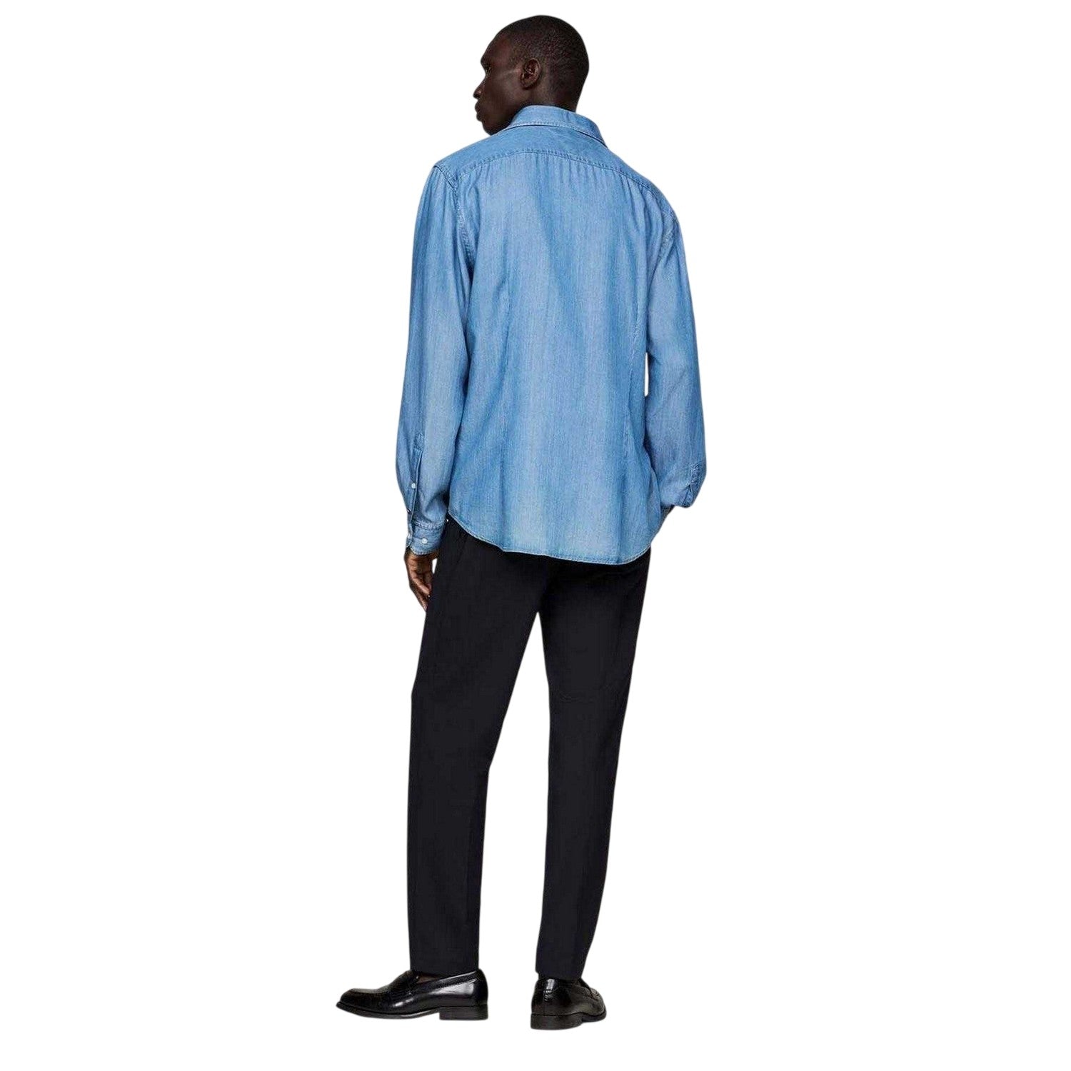 Denim - Back - Tommy Hilfiger Mens Denim Slim Long-Sleeved Shirt