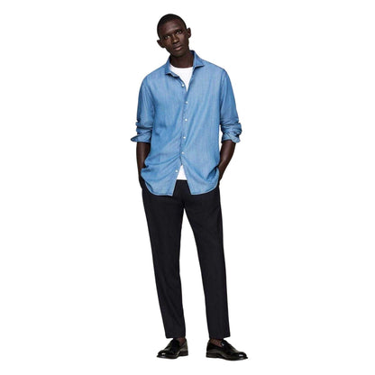 Denim - Side - Tommy Hilfiger Mens Denim Slim Long-Sleeved Shirt