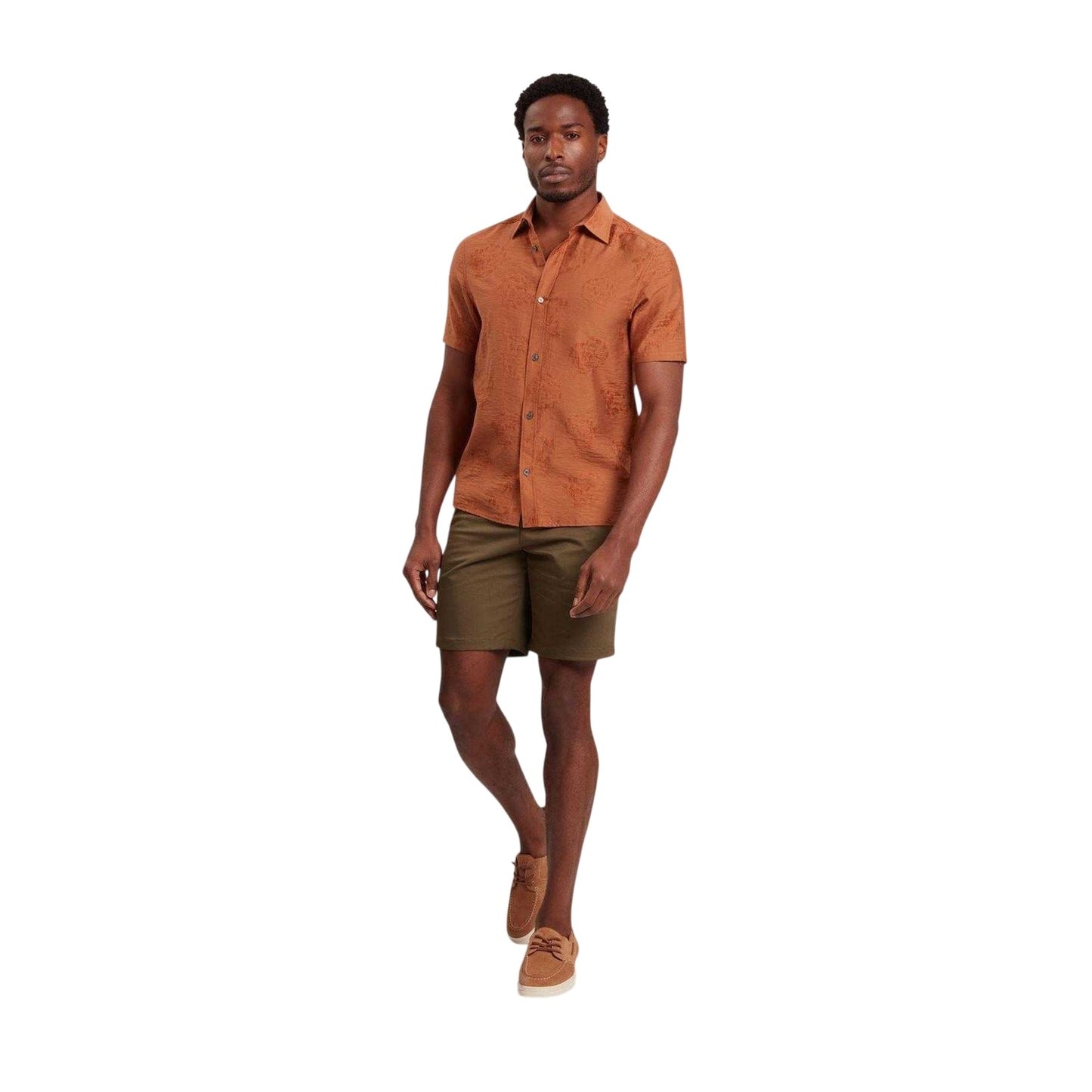 Burnt Red - Side - Ted Baker Mens Regular Short-Sleeved Shirt