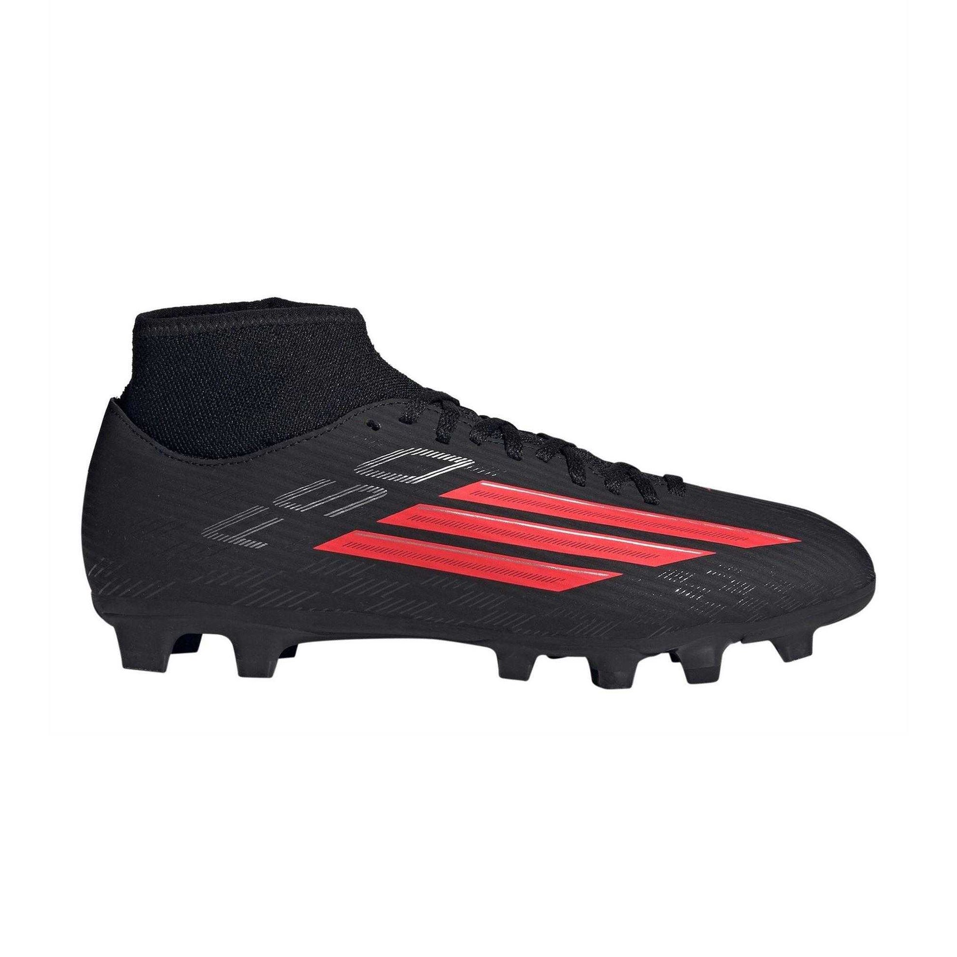 Black-Red - Front - Adidas Mens F50 Club Mid Cut Firm Ground Football Boots