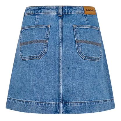 Mid Blue - Back - Timberland Womens-Ladies Refibra Minimalist Denim Mini Skirt