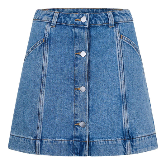 Mid Blue - Front - Timberland Womens-Ladies Refibra Minimalist Denim Mini Skirt