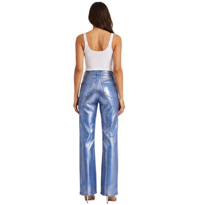 Blue - Back - AmyLynn Womens-Ladies Soho Metallic 5 Pockets Trousers