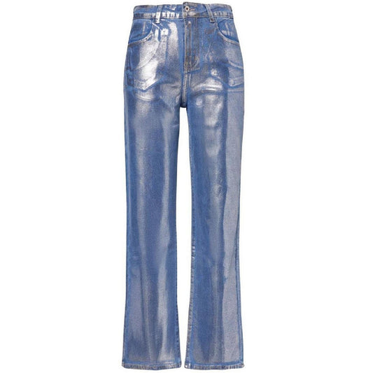 Blue - Front - AmyLynn Womens-Ladies Soho Metallic 5 Pockets Trousers