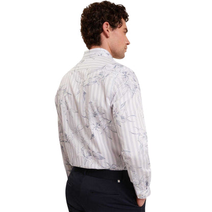Light Blue - Back - Ted Baker Mens Floral Stripe Long-Sleeved Shirt