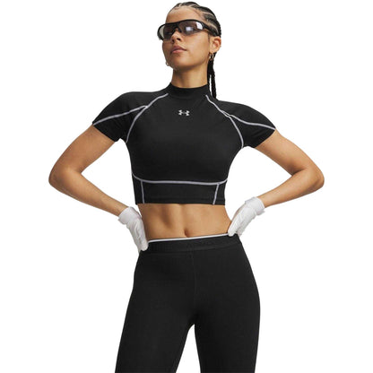 Black - Front - Under Armour Womens-Ladies Performance Crop Top