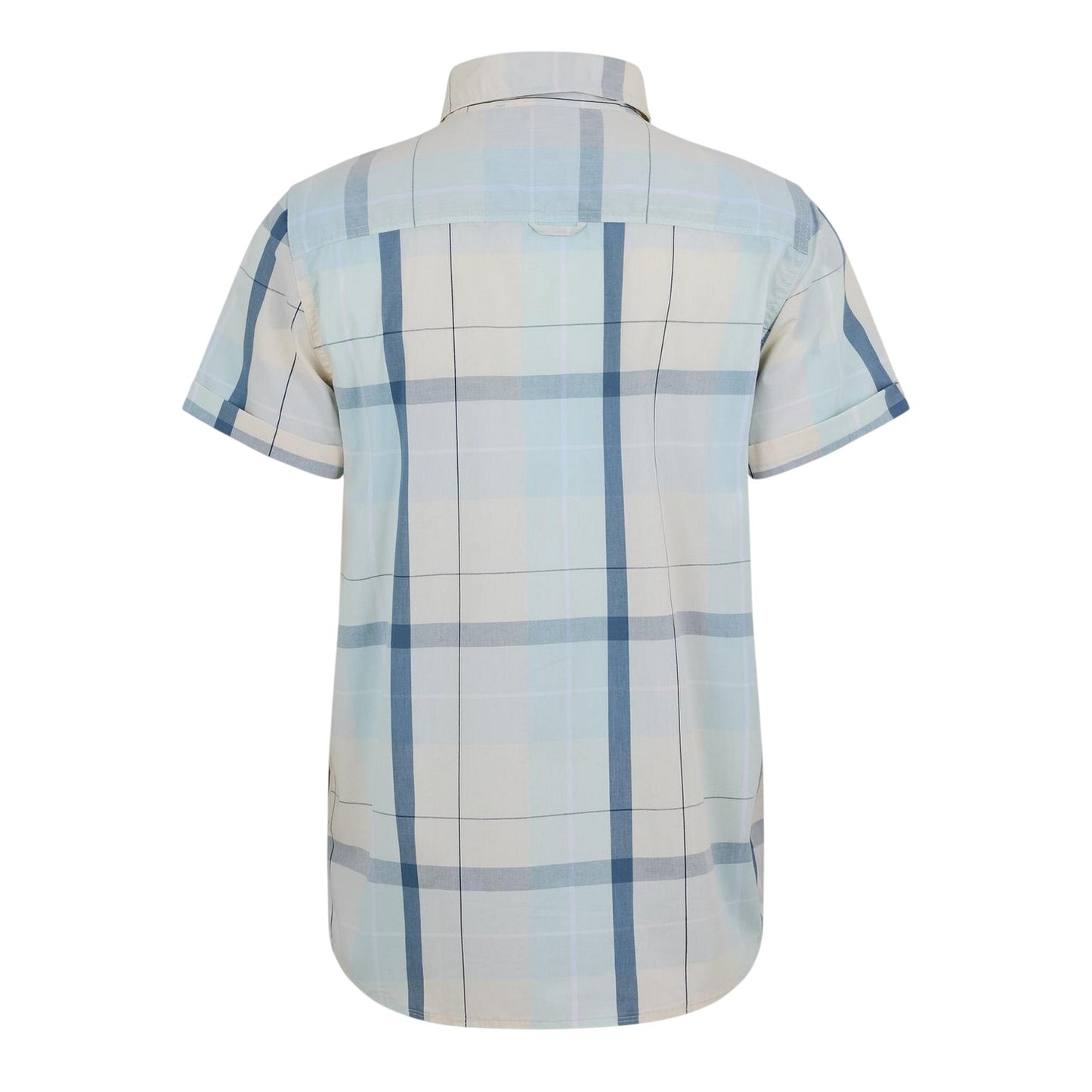 Yellow-Blue - Back - Bench Mens Checked Fitted Short-Sleeved Shirt