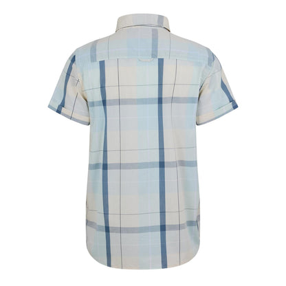 Yellow-Blue - Back - Bench Mens Checked Fitted Short-Sleeved Shirt
