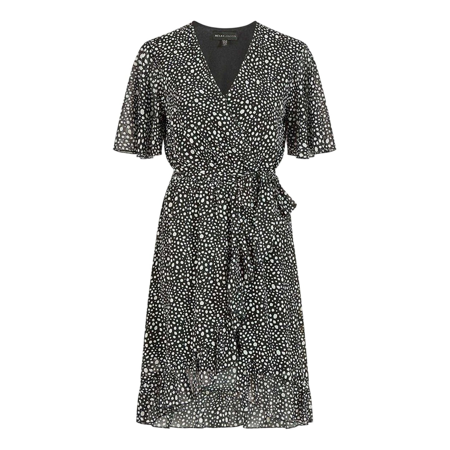 Black - Front - Mela London Womens-Ladies Polka Dot Wrap Dress