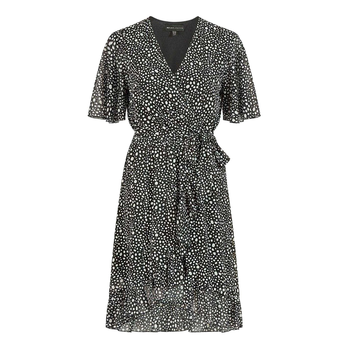Black - Front - Mela London Womens-Ladies Polka Dot Wrap Dress