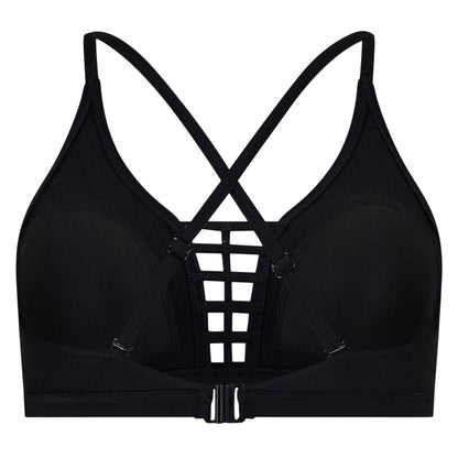 Black - Back - Zoggs Womens-Ladies Ladder Crop Top