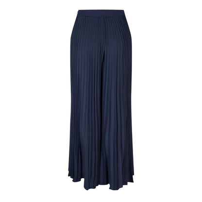 Dark Blue - Back - Ted Baker Womens-Ladies Satin Pleated Wide Leg Trousers