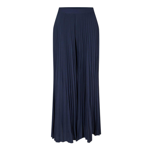 Dark Blue - Front - Ted Baker Womens-Ladies Satin Pleated Wide Leg Trousers