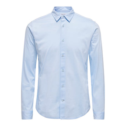 Cashmere Blue - Front - Only Mens Regular Long-Sleeved Shirt