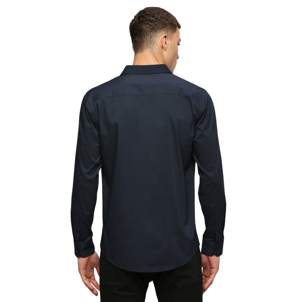 Dark Navy - Back - Only Mens Regular Long-Sleeved Shirt