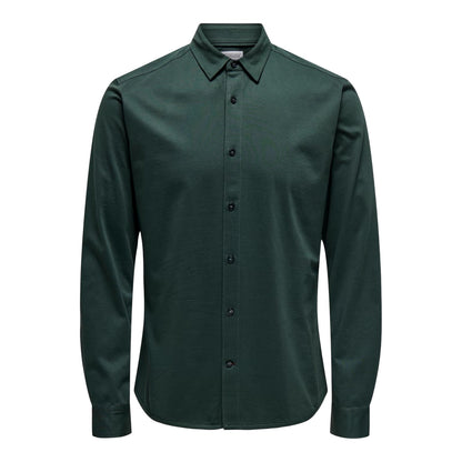 Darkest Spruce - Front - Only Mens Regular Long-Sleeved Shirt