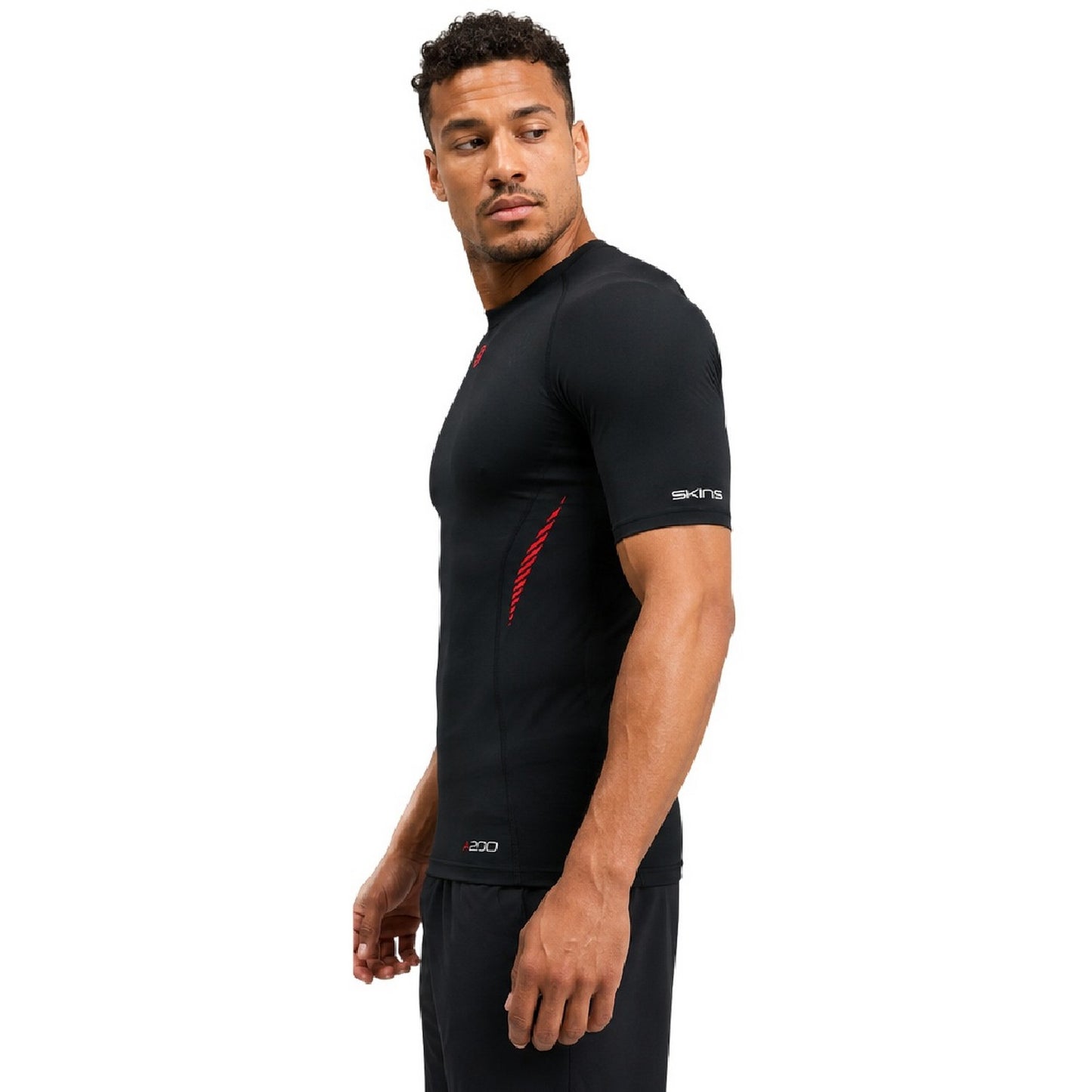 Black - Side - Skins Mens A200 Lightweight Compression Shirt