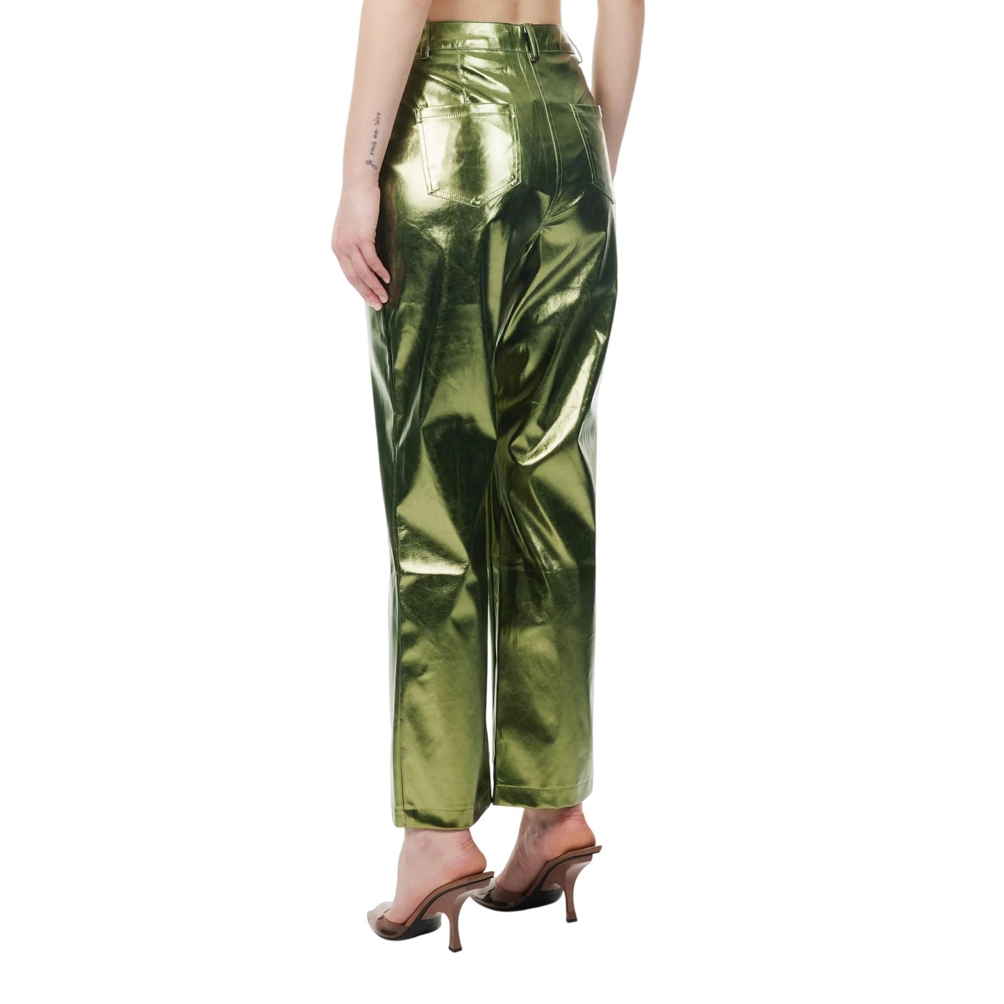 Green - Back - AmyLynn Unisex Adult Lupe Metallic 5 Pockets Trousers