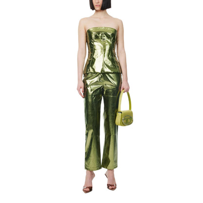 Green - Side - AmyLynn Unisex Adult Lupe Metallic 5 Pockets Trousers