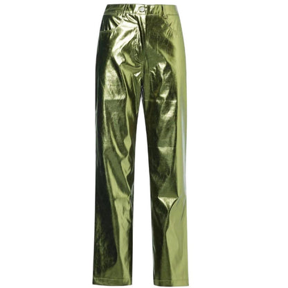 Green - Front - AmyLynn Unisex Adult Lupe Metallic 5 Pockets Trousers