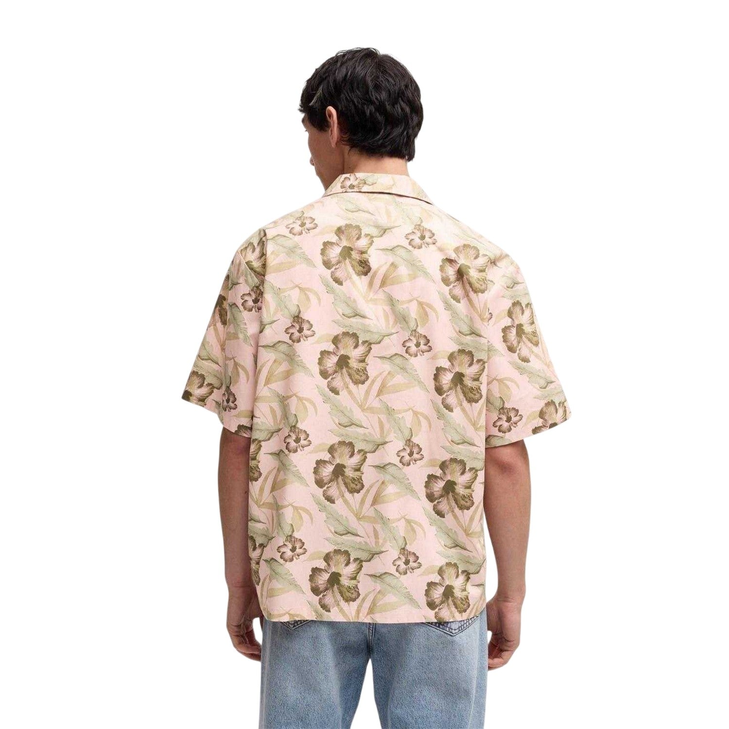 Pastel Pink - Back - Hugo Mens Eligino Floral Shirt