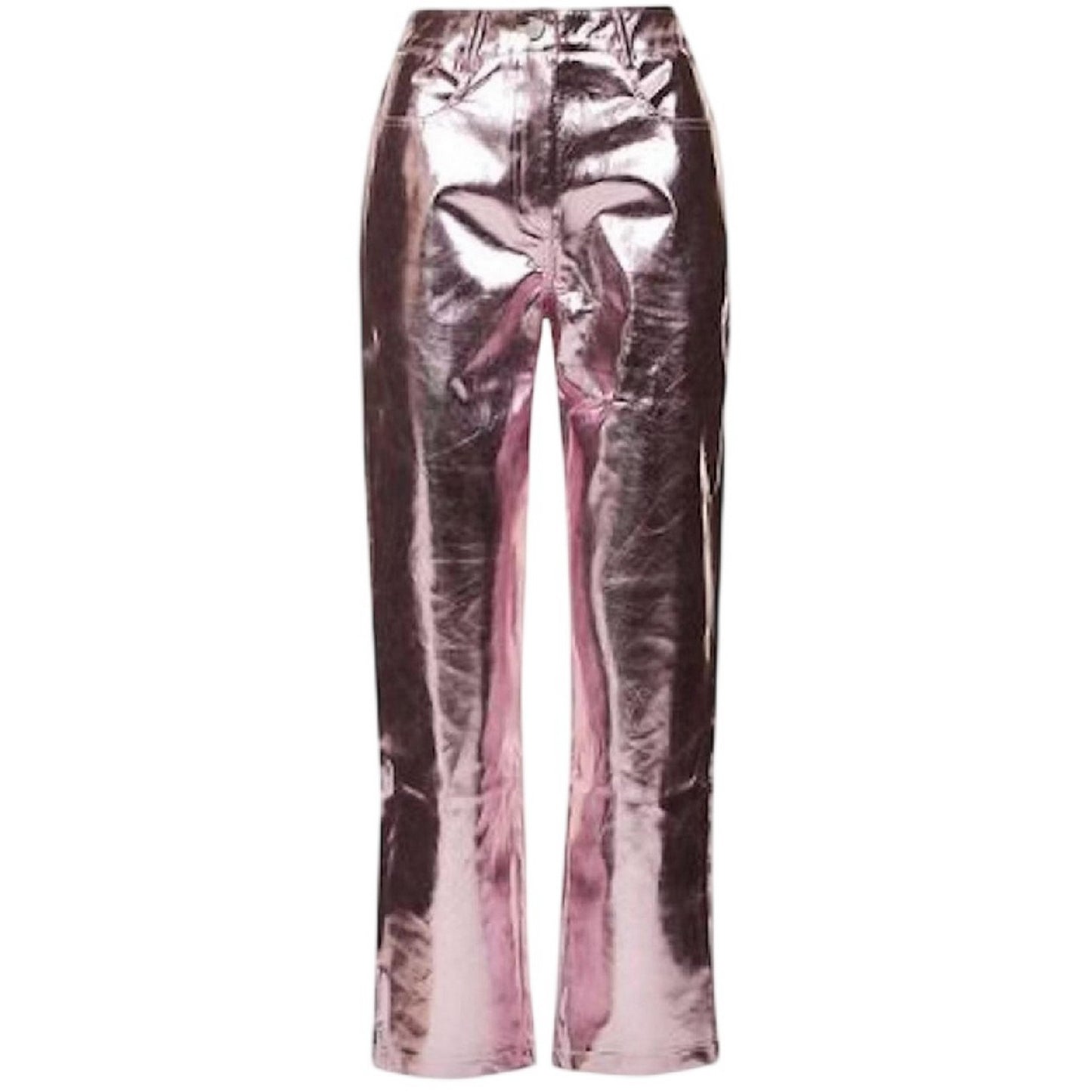 Pink - Front - AmyLynn Womens-Ladies Lupe Metallic Straight Trousers