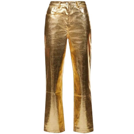 Gold - Front - AmyLynn Womens-Ladies Lupe Metallic Straight Trousers