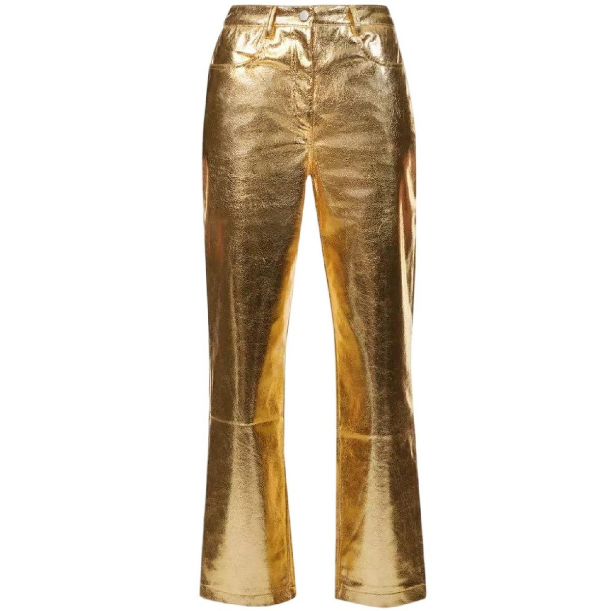 Gold - Front - AmyLynn Womens-Ladies Lupe Metallic Straight Trousers