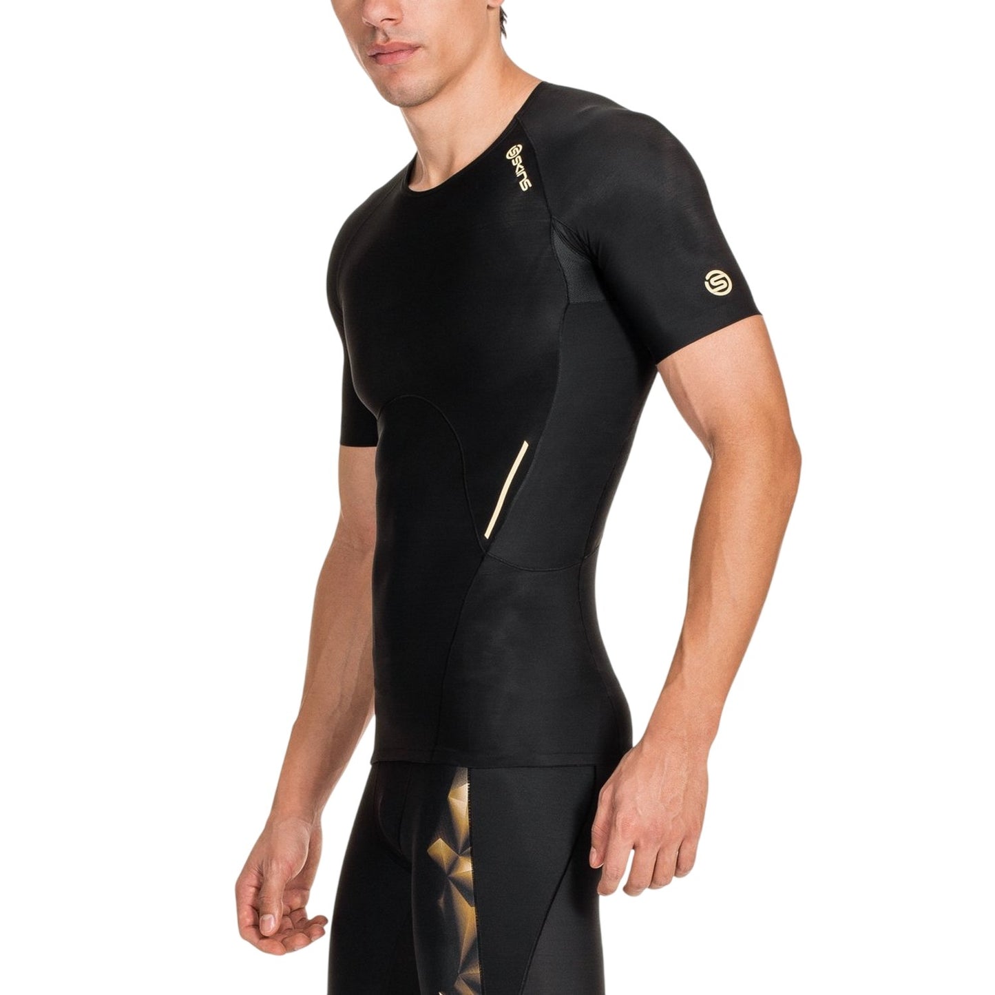 Black - Side - Skins Mens A400 Performance Training Compression Shirt