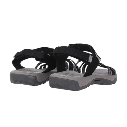 Black-Grey - Back - Karrimor Womens-Ladies Salina Cross Strap Leather Walking Sandals