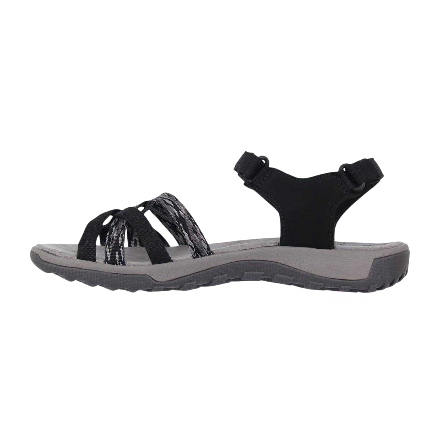 Black-Grey - Side - Karrimor Womens-Ladies Salina Cross Strap Leather Walking Sandals