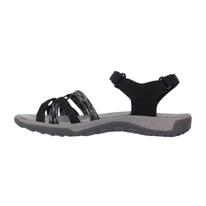 Black-Grey - Side - Karrimor Womens-Ladies Salina Cross Strap Leather Walking Sandals