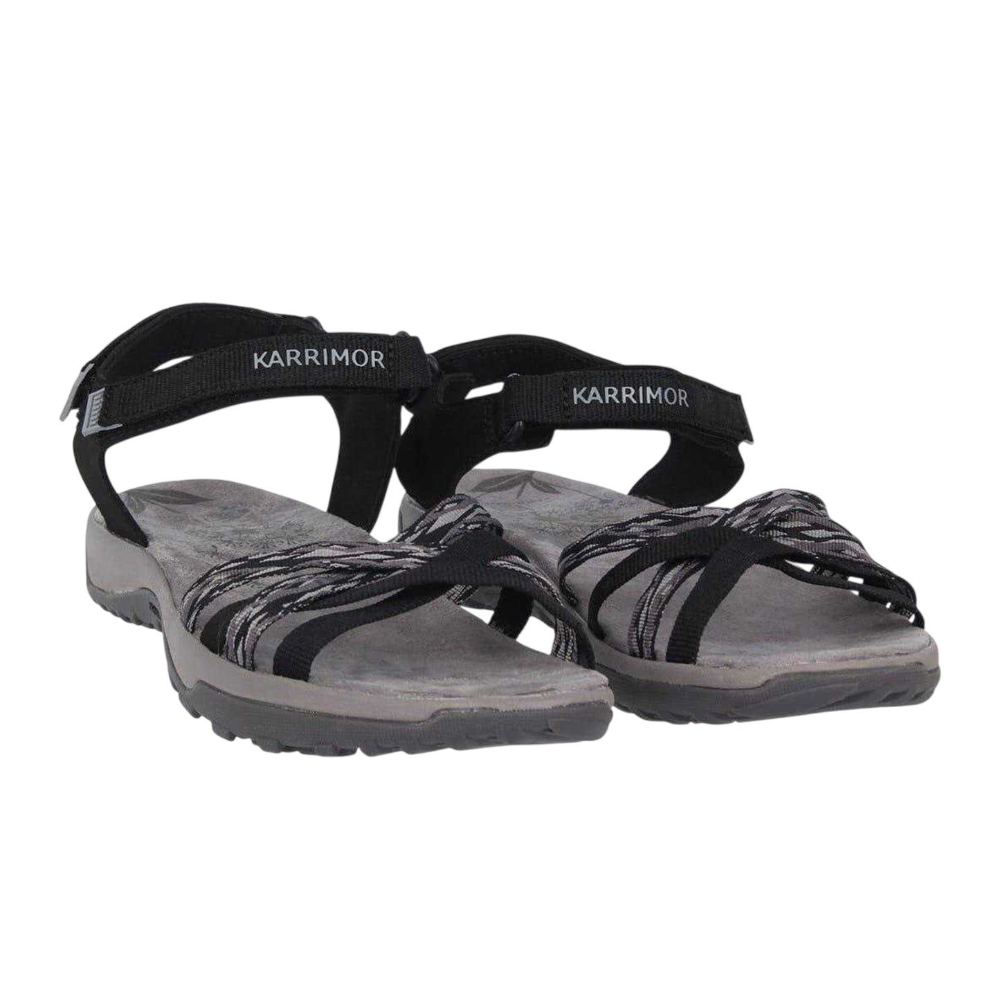 Black-Grey - Lifestyle - Karrimor Womens-Ladies Salina Cross Strap Leather Walking Sandals