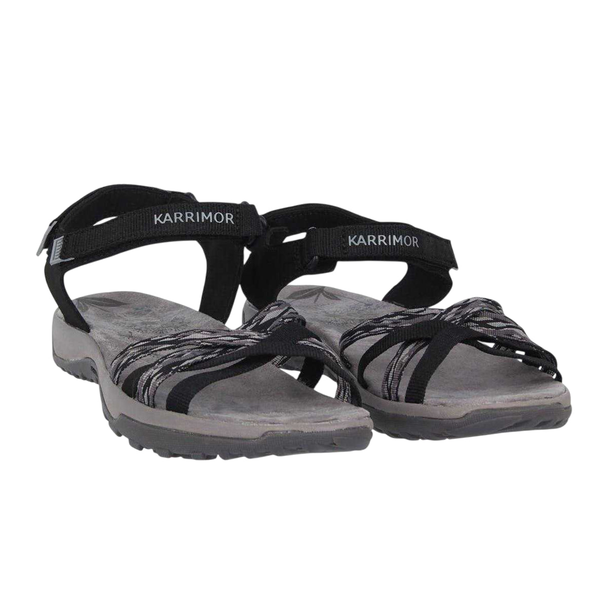 Black-Grey - Lifestyle - Karrimor Womens-Ladies Salina Cross Strap Leather Walking Sandals