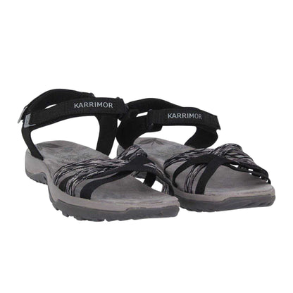 Black-Grey - Lifestyle - Karrimor Womens-Ladies Salina Cross Strap Leather Walking Sandals