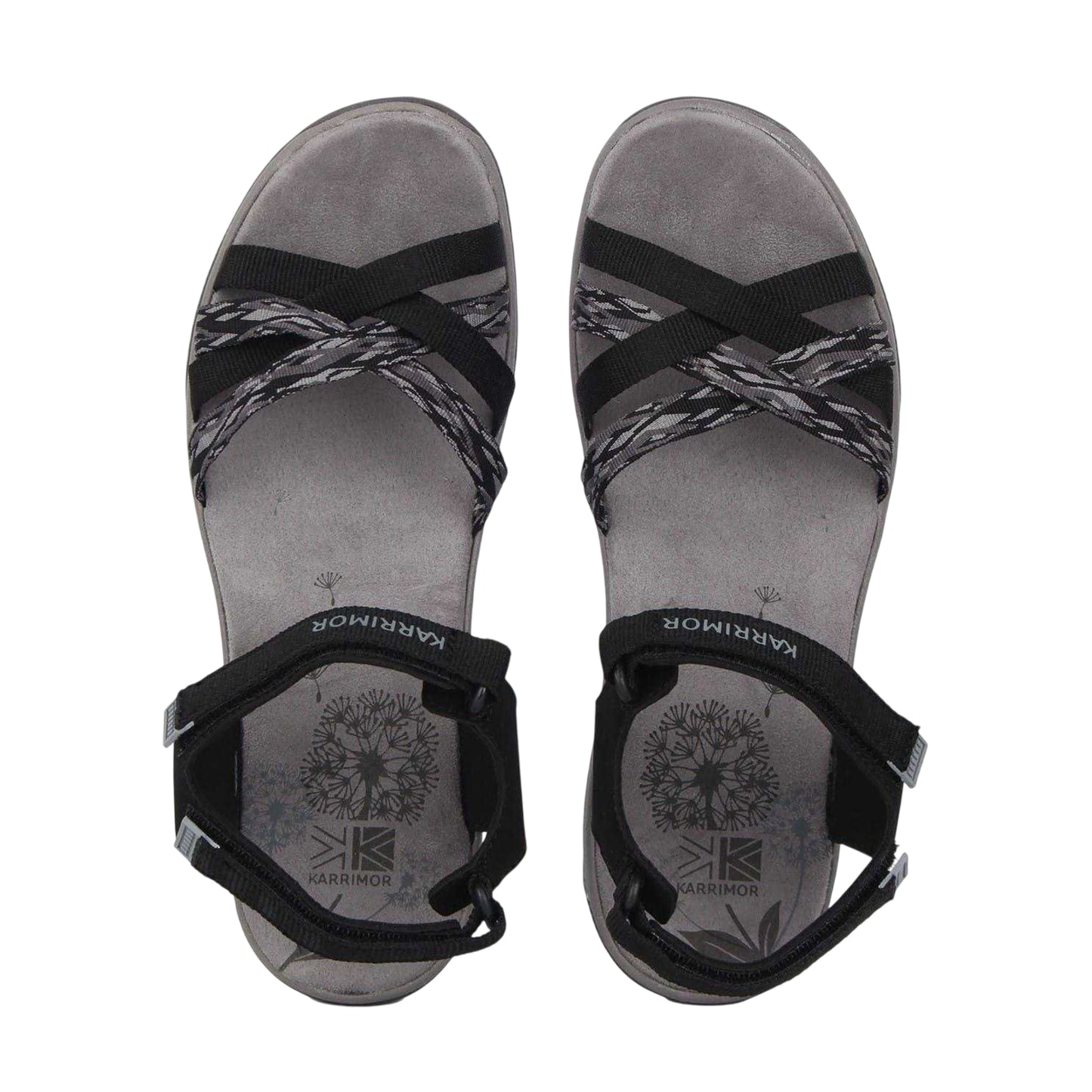 Black-Grey - Pack Shot - Karrimor Womens-Ladies Salina Cross Strap Leather Walking Sandals