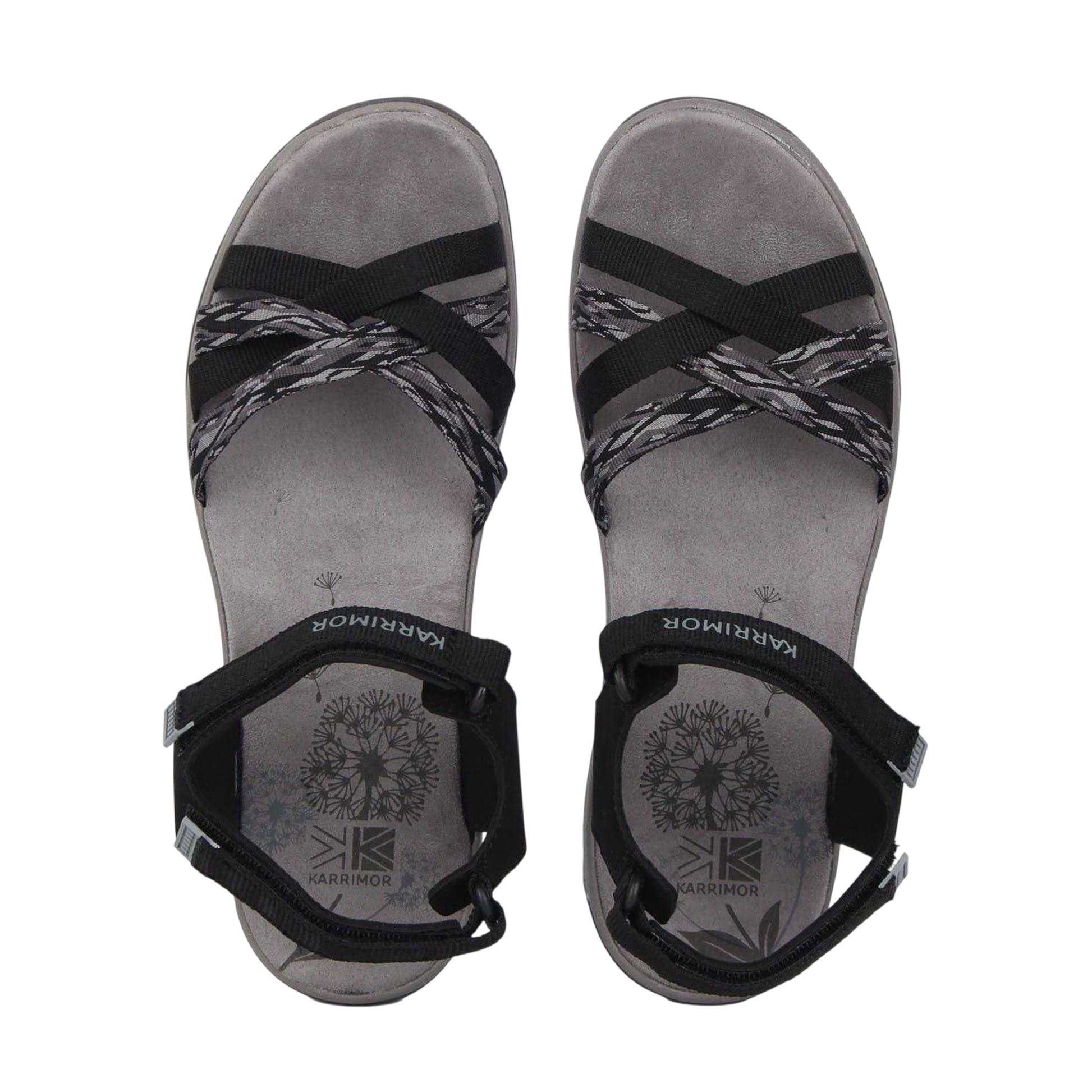 Black-Grey - Pack Shot - Karrimor Womens-Ladies Salina Cross Strap Leather Walking Sandals