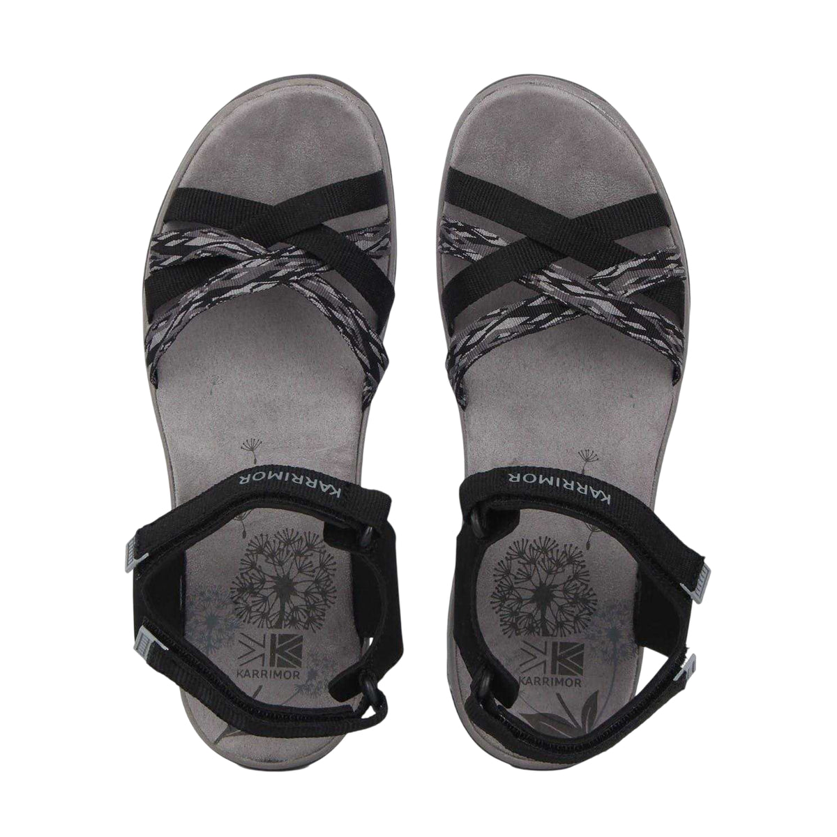 Black-Grey - Pack Shot - Karrimor Womens-Ladies Salina Cross Strap Leather Walking Sandals