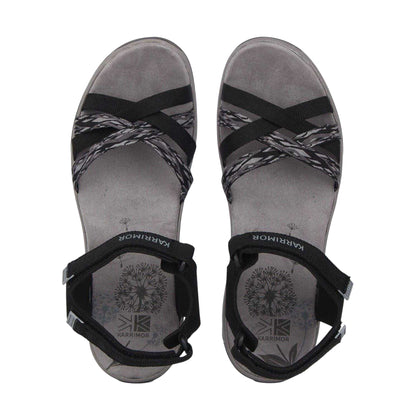 Black-Grey - Pack Shot - Karrimor Womens-Ladies Salina Cross Strap Leather Walking Sandals
