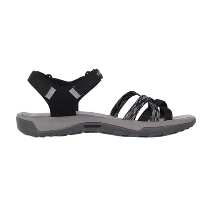 Black-Grey - Front - Karrimor Womens-Ladies Salina Cross Strap Leather Walking Sandals