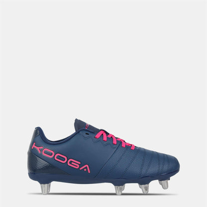 Navy-Pink - Front - KooGa Mens Power SG Leather Rugby Boots