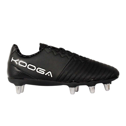 Black-White - Front - KooGa Mens Power SG Leather Rugby Boots